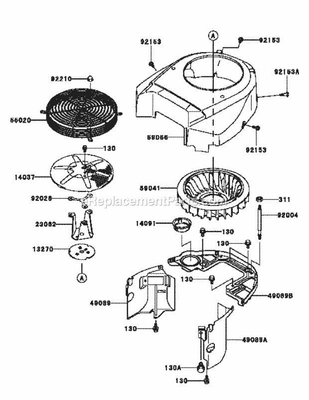 Kawasaki Fh721v-Bs24 Cooling Equipment Diagram and Parts List for M54-KW 53AI8CT4050 Cub Cadet Sprayer